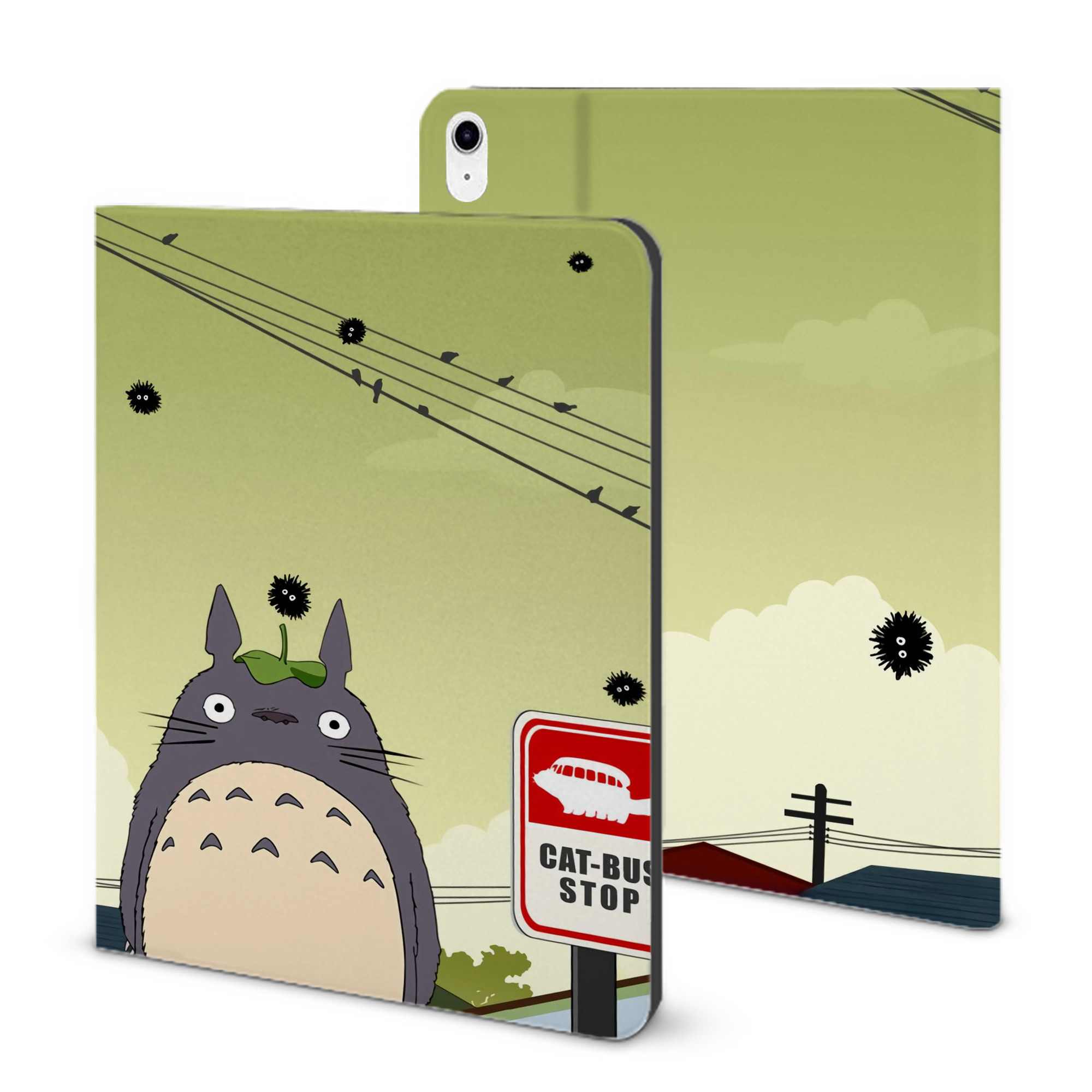 （画像用） となりのトトロ 草壁メイ 草壁サツキ My Neighbor Totoro Satsuki Kusakabe Mei Kusakabe IPad ケース ブック型 PUレザー TPU 耐衝撃 軽量 薄型 ペン収納なし 全面保護 IPad 各モデル対応